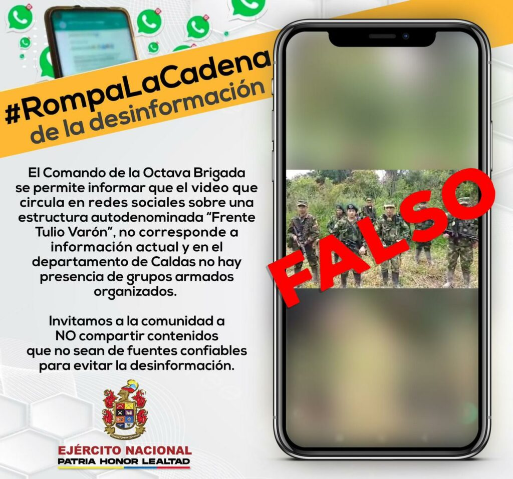 El Comando de la Octava Brigada informa sobre vídeo falso que está circulando en redes