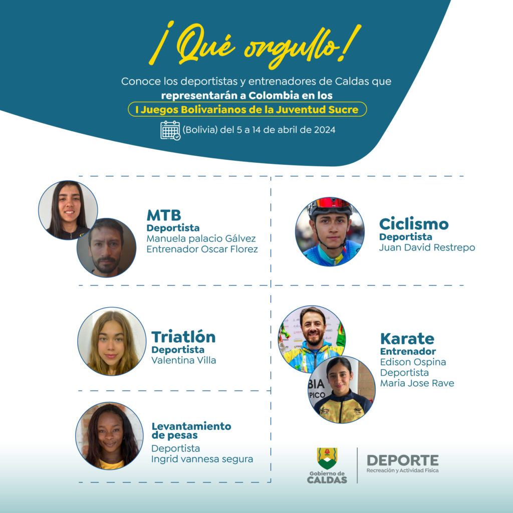 Cinco deportistas y dos entrenadores, la cuota de Caldas para las Selecciones Colombianas en los Juegos Bolivarianos de la Juventud
