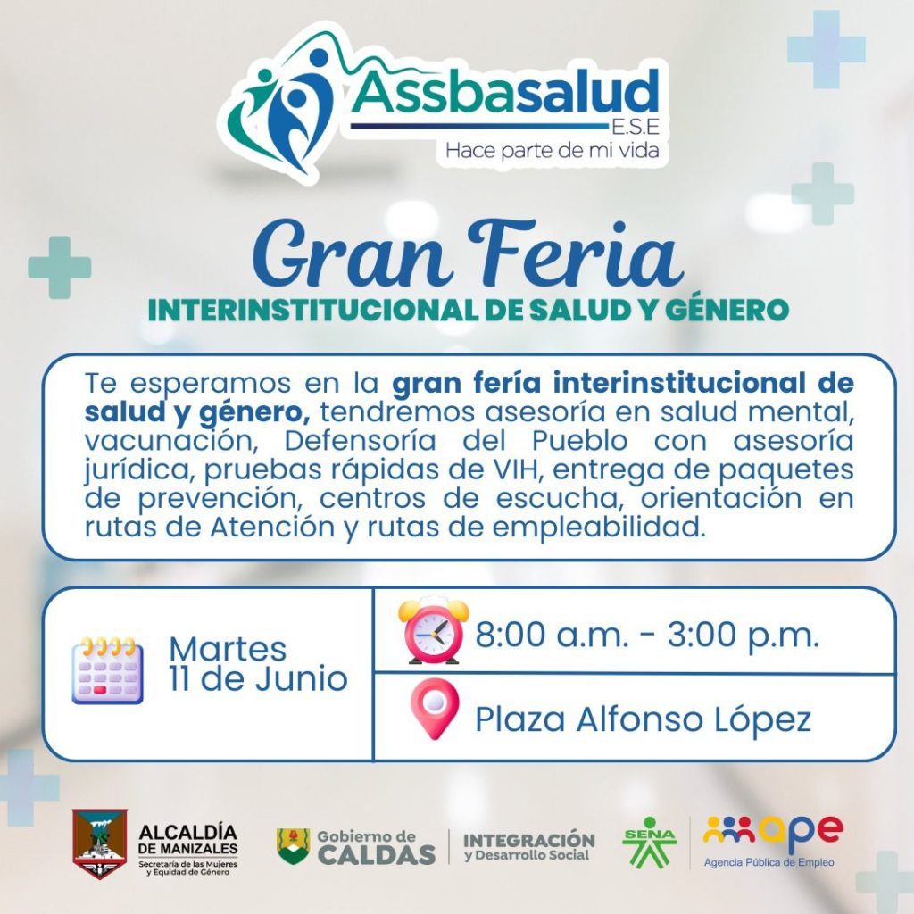 Este martes, Manizales y Caldas realizarán una Feria Interinstitucional de Salud y Género