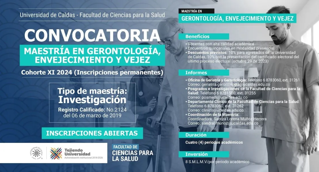 Vivimos más tiempo, pero más solos: realidad que estudia la Maestría en Gerontología, Envejecimiento y Vejez de la Universidad de Caldas