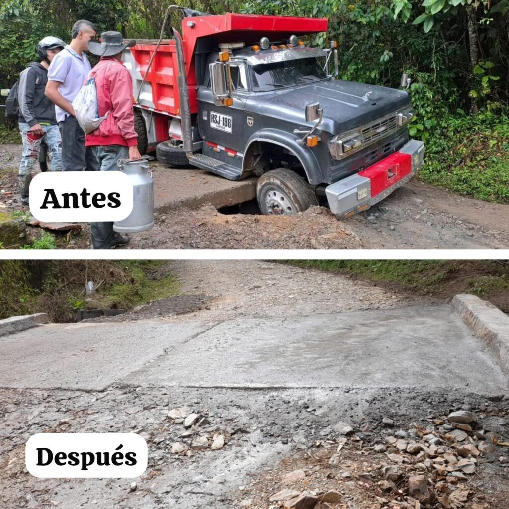 Con intervenciones de la Gobernación de Caldas en la vía Supía- Caramanta se atendió socavación y erosión que afectaba la movilidad en la zona
