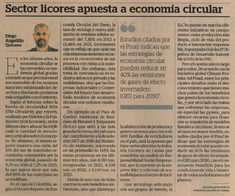 sector licores le apuesta a la economía circular diego angelillis quiceno