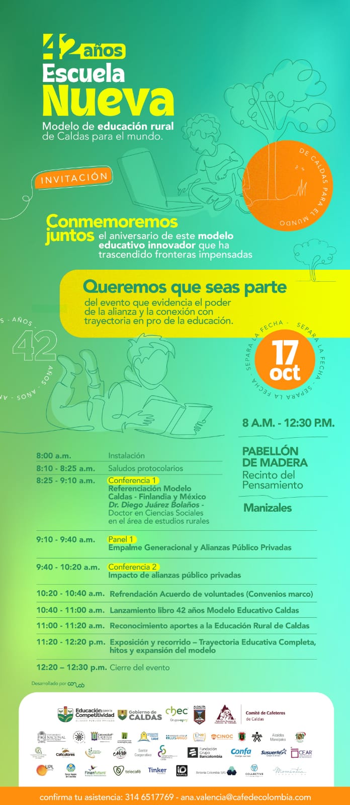 Celebración mañana jueves en el Recinto del Pensamiento 42 años de Escuela Nueva, modelo de educación rural de Caldas para el mundo