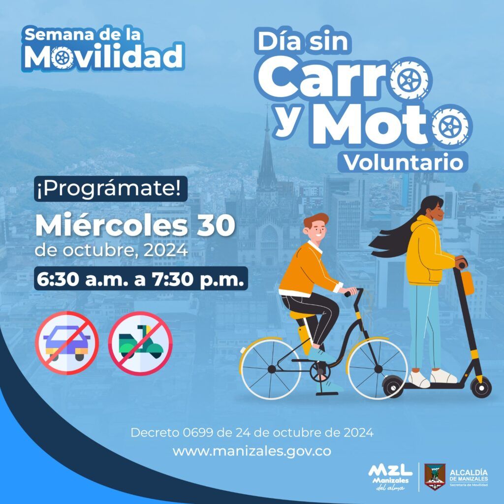 Día sin Carro y sin Moto voluntario en Manizales: busca darle un respiro a la movilidad