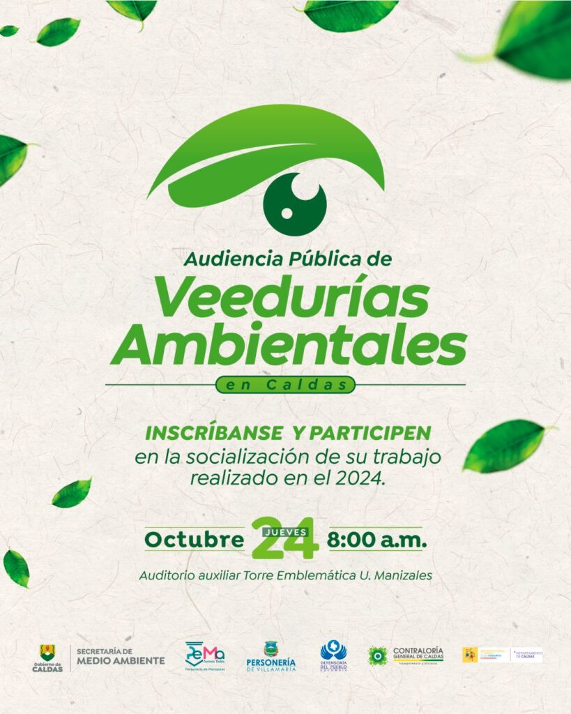 Gobernación de Caldas invita a veedurías ambientales y comunidad en general a participar de la audiencia pública este próximo jueves