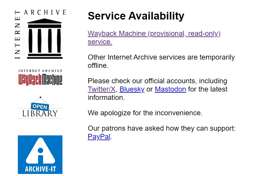 Internet Archive vuelve a estar disponible tras el ataque