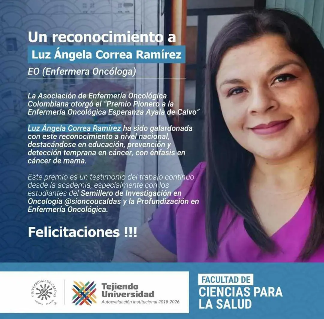 Luz Ángela Correa Ramírez recibe el Premio Pionero en Enfermería Oncológica.