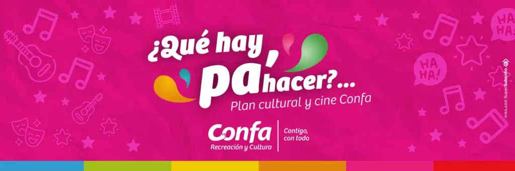 Nuestra programación cultural y de cine en el auditorio Hernando Aristizábal Botero tiene como propósito abrir espacios para el sano esparcimiento y el acceso al arte y la cultura en sus diferentes manifestaciones. 

Este servicio es gratuito, totalmente subsidiado por Confa, y ofrece a toda la comunidad la posibilidad de disfrutar del séptimo arte en una sala moderna, cómoda, con tecnología de punta en pantallas de cine y sonido y sobre todo en un ambiente acogedor donde se sentirán como en casa.  