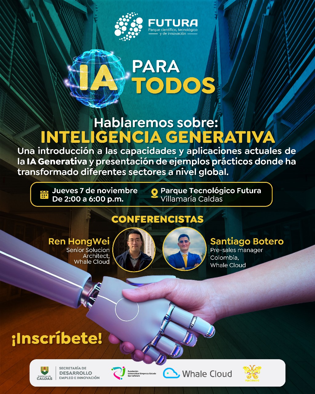 Caldas invita a jóvenes y estudiantes a sumergirse en el mundo de la Inteligencia Artificial Generativa a través del conversatorio “IA PARA TODOS”